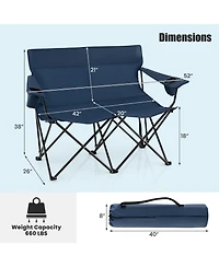 Mecale Camping Loveseat Chair for 2 with Cup Holders, Folding Outdoor Seat
