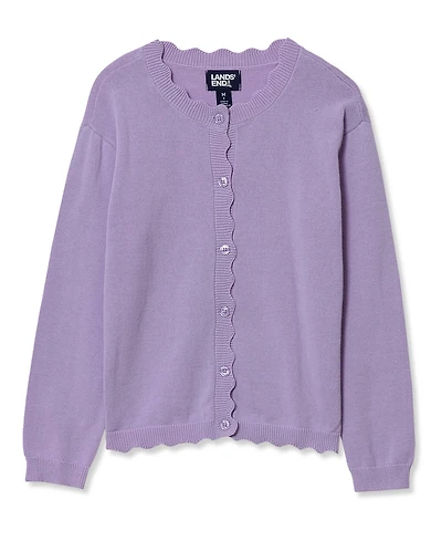 Lands' End Girls Scalloped Hem Cardigan Sweaters