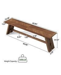 Tribesigns 63 Inch Extra Long Solid Wood Entryway Bench, 2-Tier Farmhouse Shoe Storage Bench with Unique Herringbone Pattern