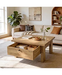 Tribesigns Coffee Table for Living Room, 31.5" Square Coffee Table with Storage for Small Spaces