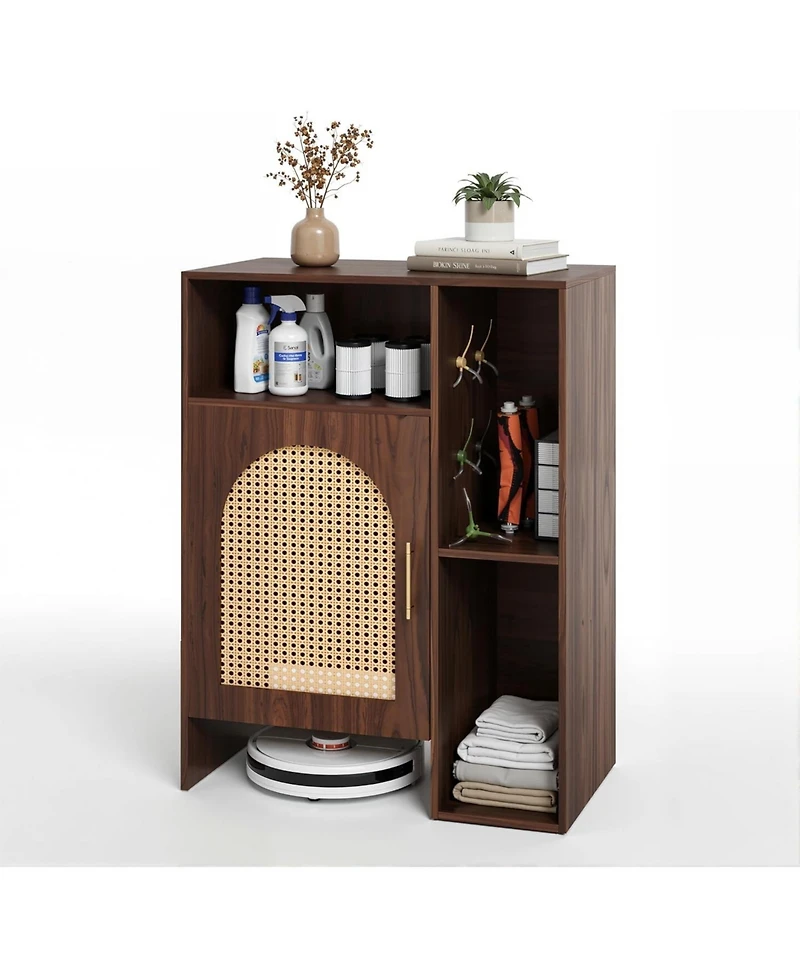 Tribesigns 41.34" H Robot Vacuum Storage Cabinet Side Table, Multi Tier Farmhouse End Cabinet for Living Room, Small Corners