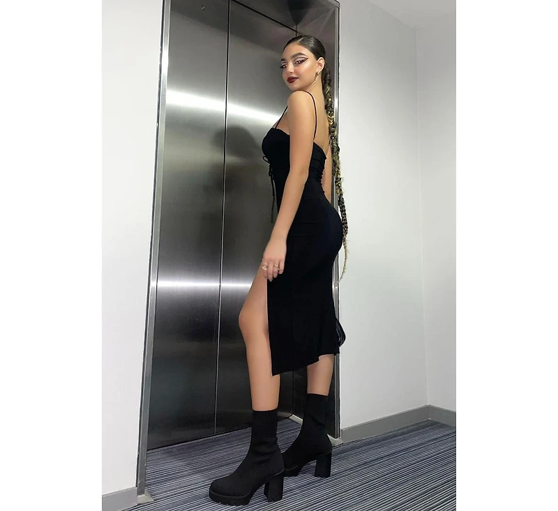 zinnia knitted block heeled boots