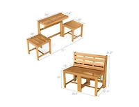 Slickblue Outdoor 3-in-1 Acacia Wood Bench Loveseat with Slatted Design