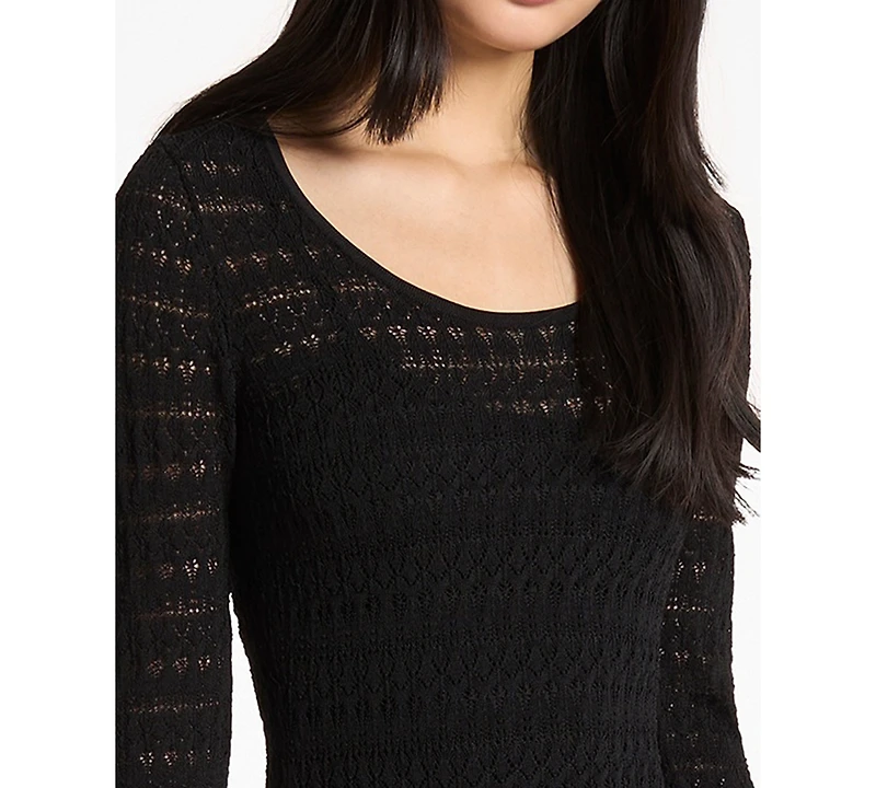 Michael Kors Women's Pointelle Scoop Neck Sweater Maxi Dress