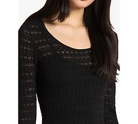 Michael Kors Women's Pointelle Scoop Neck Sweater Maxi Dress