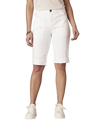 Democracy Petite Uncuffed Mid-Rise Button Closure Denim Shorts