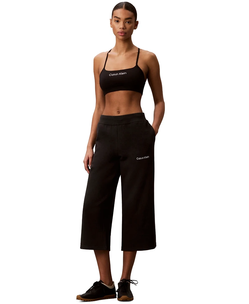 Calvin Klein Performance Women's Brushed Cropped Wide-Leg Sweatpants