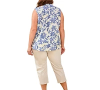 Tribal Plus Inclusive Frill-Neck Printed Blouse