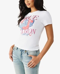 True Religion Women's Crystal Classic Crew Neck T-Shirt