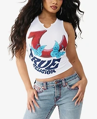 True Religion Women's Crystal V-Notch Racer Tank