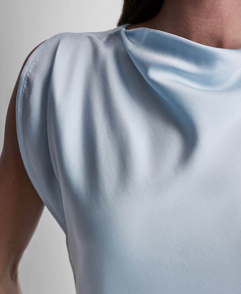 Dkny Petite Flutter Cowl Neck Blouse