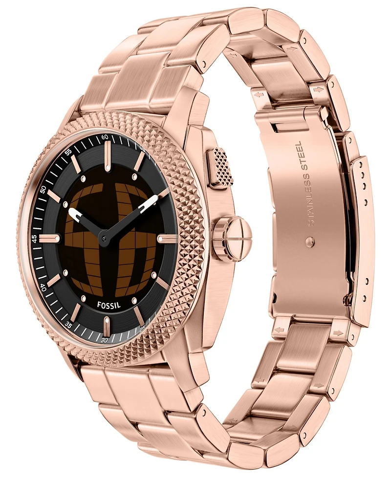 Fossil Men's Machine Big Tic Rose Gold-Tone Stainless Steel Watch, 41mm