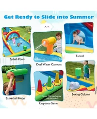 Mecale Inflatable Water Slide with Jumping Area & Climbing Wall, 680W Blower Included