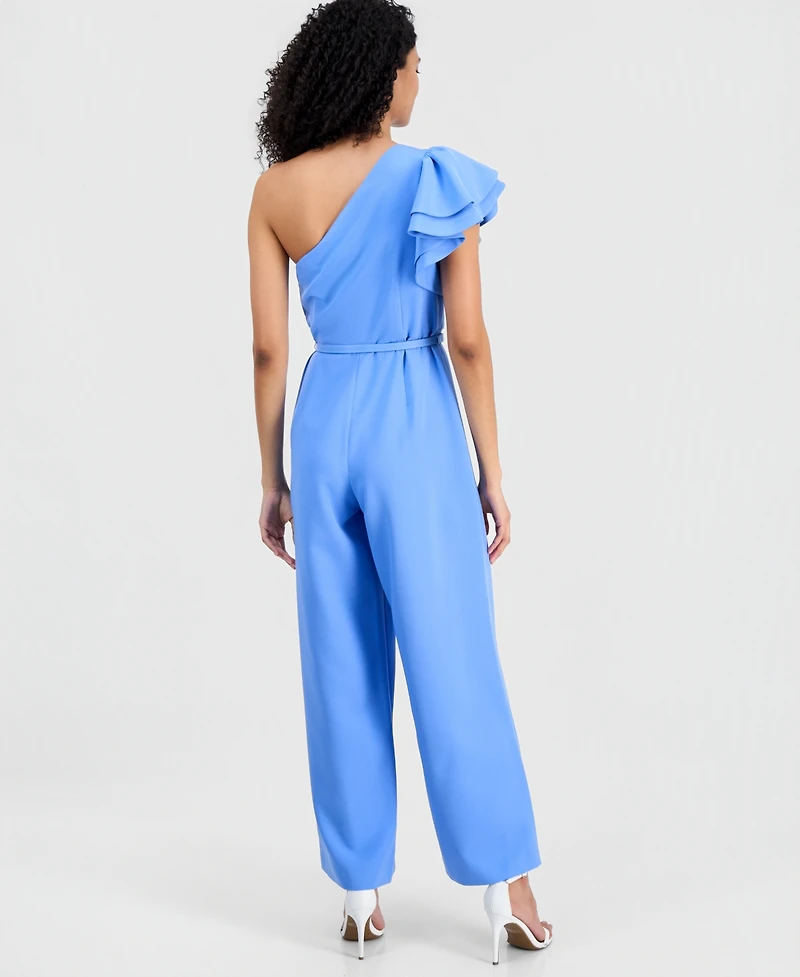 Anne Klein Women's One-Shoulder Ruffle-Sleeve Jumpsuit
