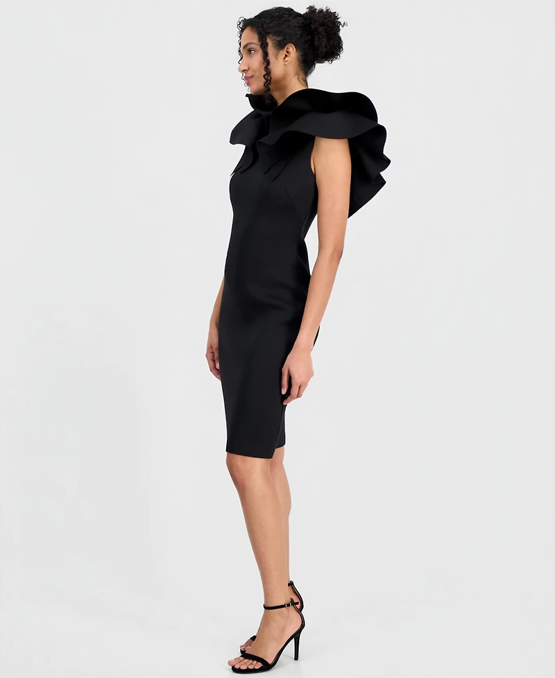 Anne Klein Women's Ruffle-Shoulder Boat-Neck Sheath Dress