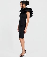 Anne Klein Women's Ruffle-Shoulder Boat-Neck Sheath Dress