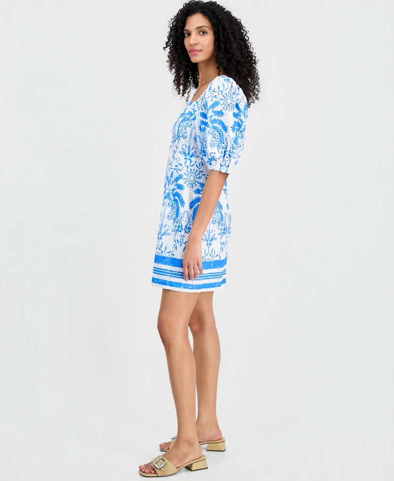 Anne Klein Women's Square-Neck Puff-Sleeve Mini Dress