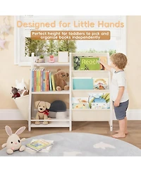 Yigii Bookcase for Kids: 3-Tier Storage with Pockets, Toys Rack, Safety