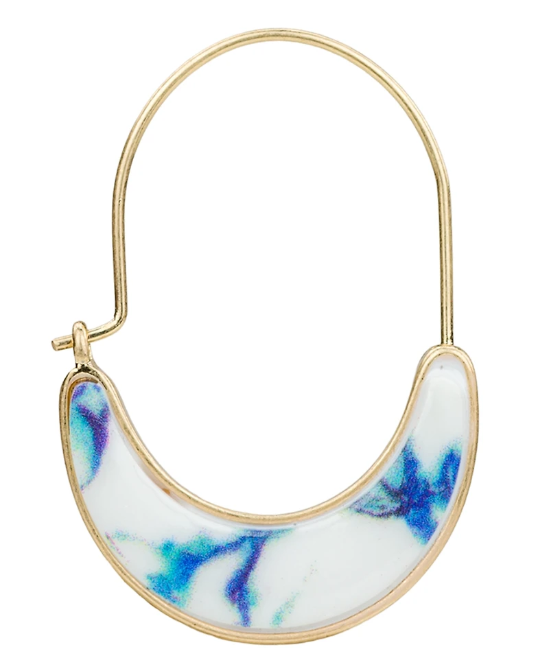 Patricia Nash Gold-Tone Plated Blue Ceramic U Hoops Earrings