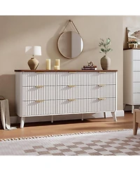 gaomon Fluted Dresser for Bedroom with Deep Drawers, in Wide Modern Chest of Drawers, Wooden Dresser Tv Stand