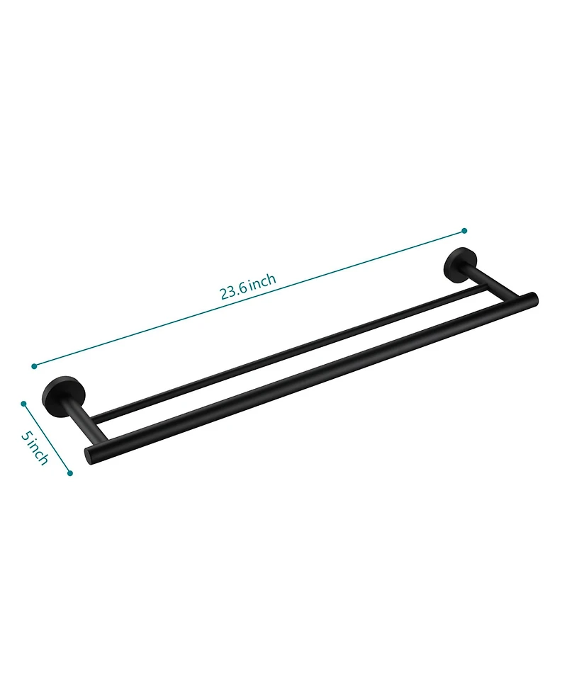 Rainsken 23.6" Stainless Steel Wall Mounted Towel Bar, Double Bath Towel Bar for Bathroom