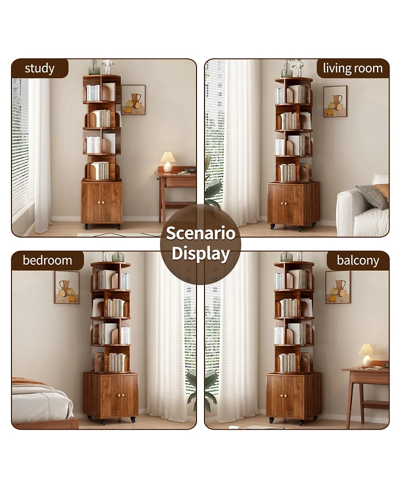 Rainsken 360° Rotating Bookshelf Tower