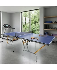 Baofuwish Mid-Size Tennis Table Foldable Ping Pong Set with Net Paddles for Apartment Small Space.