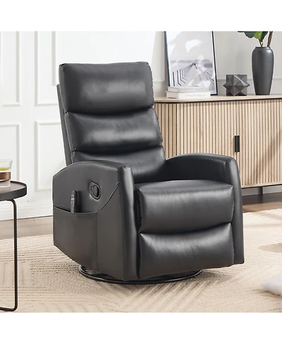 sumyeg Recliner Chair with Heat Massage Manual Rocker and Swivel Fabric