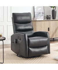 sumyeg Recliner Chair with Heat Massage Manual Rocker and Swivel Fabric