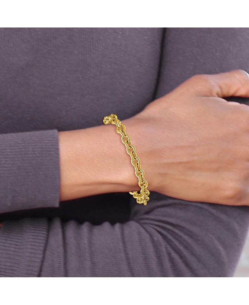 Curata Jewelry Solid 18k Yellow Gold Italian 7.5 Inch 7mm Large Rolo Link Toggle Bracelet