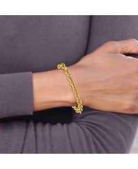 Curata Jewelry Solid 18k Yellow Gold Italian 7.5 Inch 7mm Large Rolo Link Toggle Bracelet