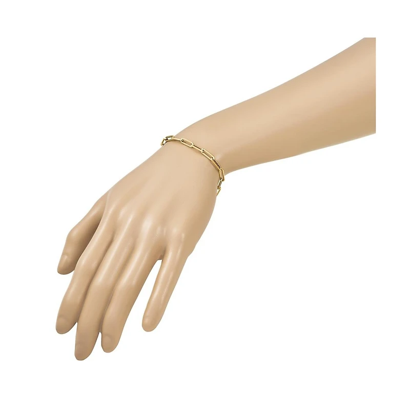 Curata Jewelry Solid 18k Gold Italian 7.5 Inch 4mm Paperclip Link Bracelet