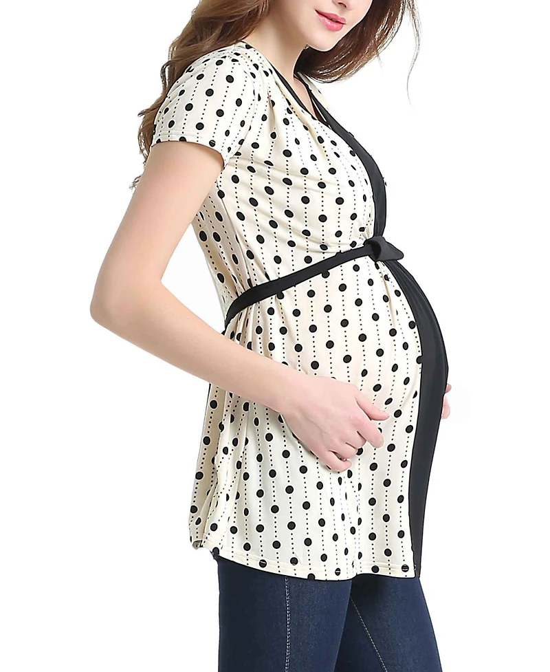 kimi + kai Maternity Nursing Polka Dot Print Top