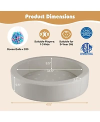 Mecale 42.5-Inch Round Foam Ball Pit for Toddlers with Sponge Filling, Washable Cover