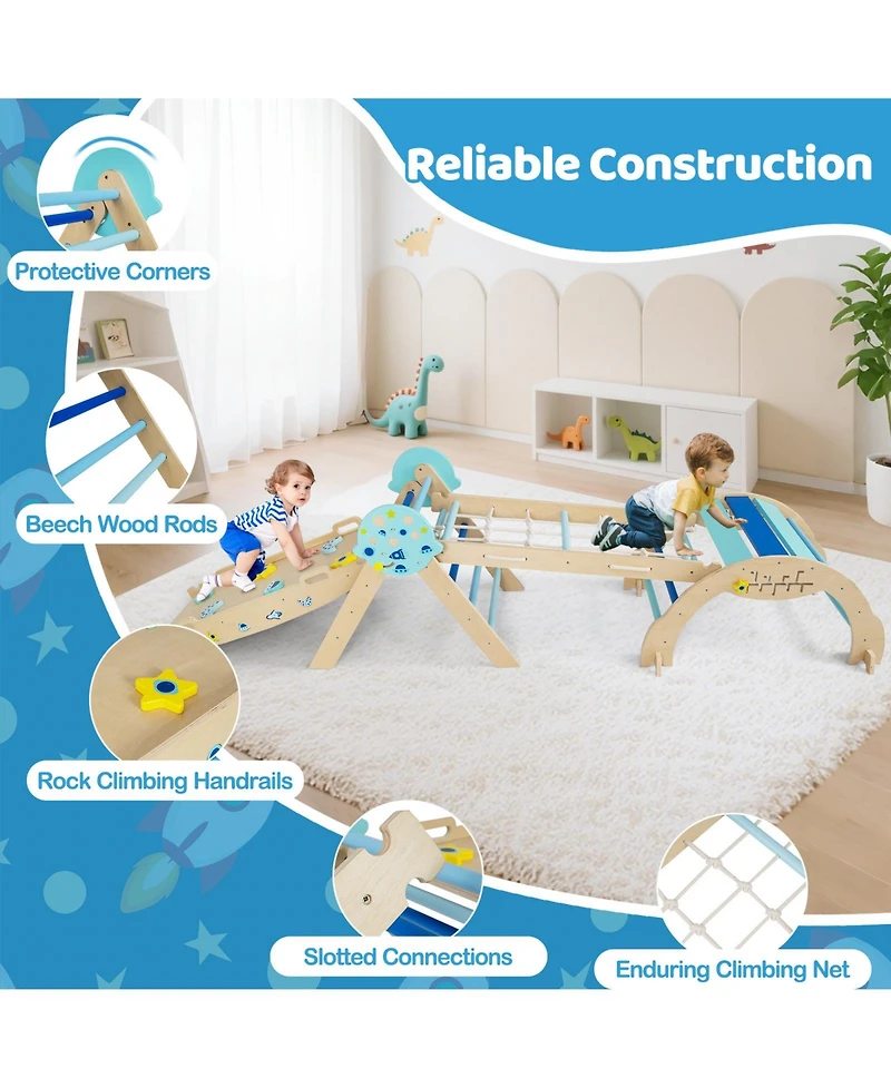Mecale 8-in-1 Foldable Triangle Baby Climbing Toys, Astronaut/Unicorn Theme