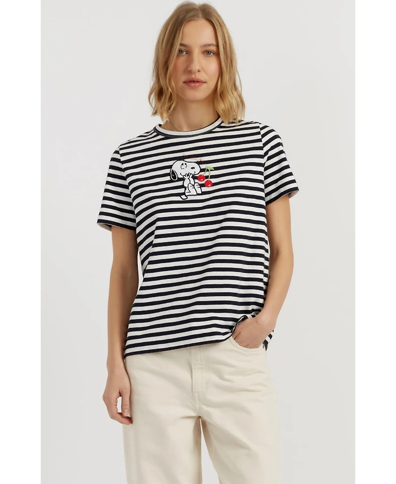 Chinti & Parker Women's Cotton Snoopy Breton Cherry T-Shirt