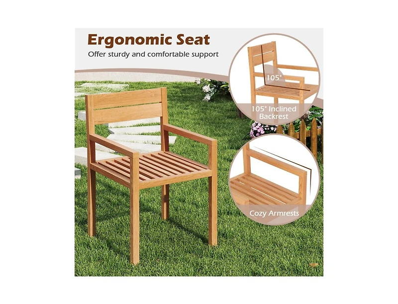 Slickblue Teak Wood Outdoor Dining Armchair for Patio or Garden