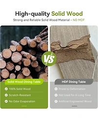 Tribesigns 63" Solid Wood Dining Table, Rectangle Kitchen Table for 4-6 People