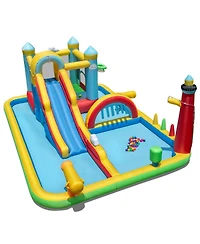 Mecale Giant Inflatable Water Slide Park with Long Slide & Jumping Area