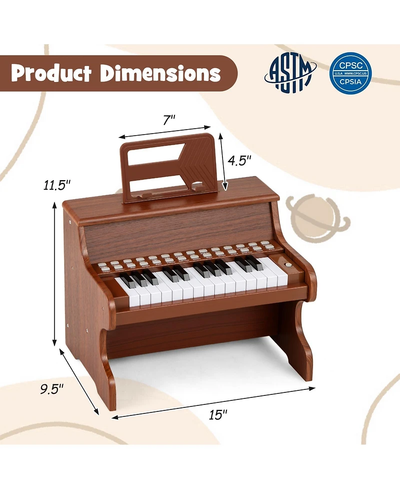 Mecale 25-Key Kids Piano Keyboard with Adjustable Speed & Teaching Mode for Easy Musical Learning