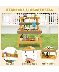 Mecale Outdoor Mud Kitchen for Kids, Wooden Play Kitchen Toy for Boys & Girls Ages 3-8