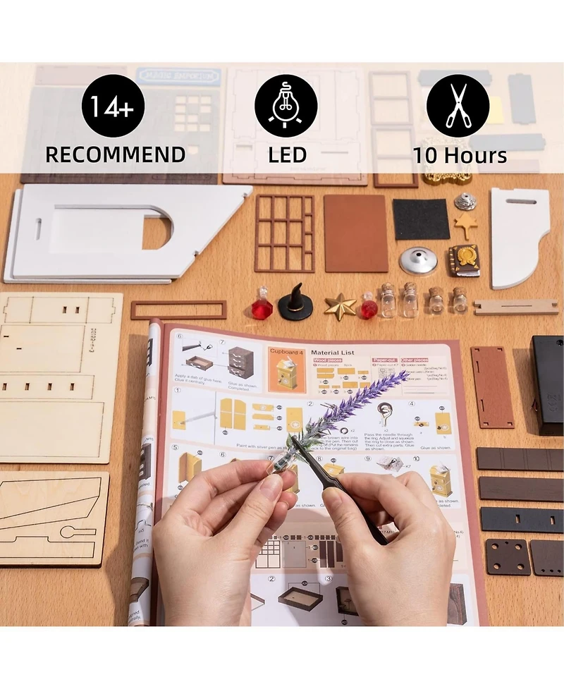 Robotime Diy Miniature Dollhouse Kit Tiny House Diy Kit 1:20 Miniature House Miniature Hobbies for Christmas Decorations Gifts Book Nook Kits