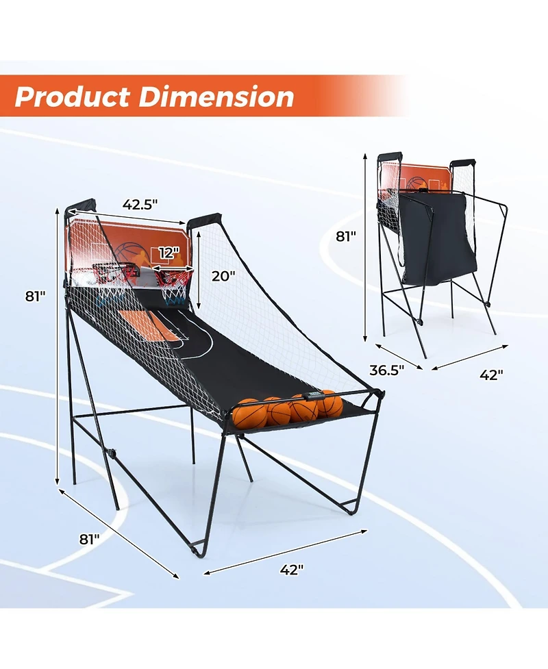 Mecale Basketball Arcade Game Collection Kids Foldable Game with 8 Modes