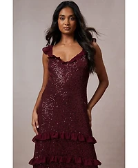 Oasis Women's Occasion Sequin Ruffle Midaxi Dress