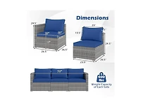 Slickblue Outdoor 3-Piece Pe Rattan Sectional Sofa Set with Cushions