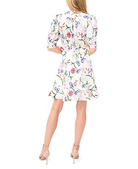 CeCe Women's Open Collar Ruffle Wrap Detail Short Dress