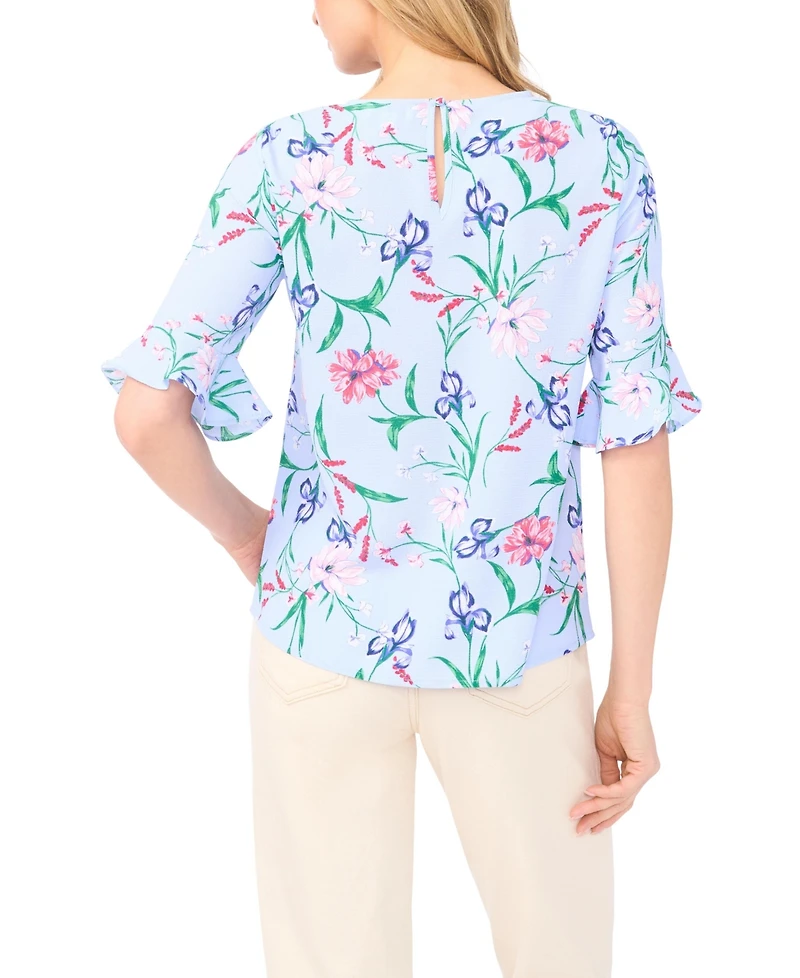 CeCe Women's Crew Neck Printed Blouse