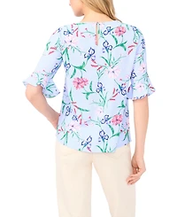 CeCe Women's Crew Neck Printed Blouse