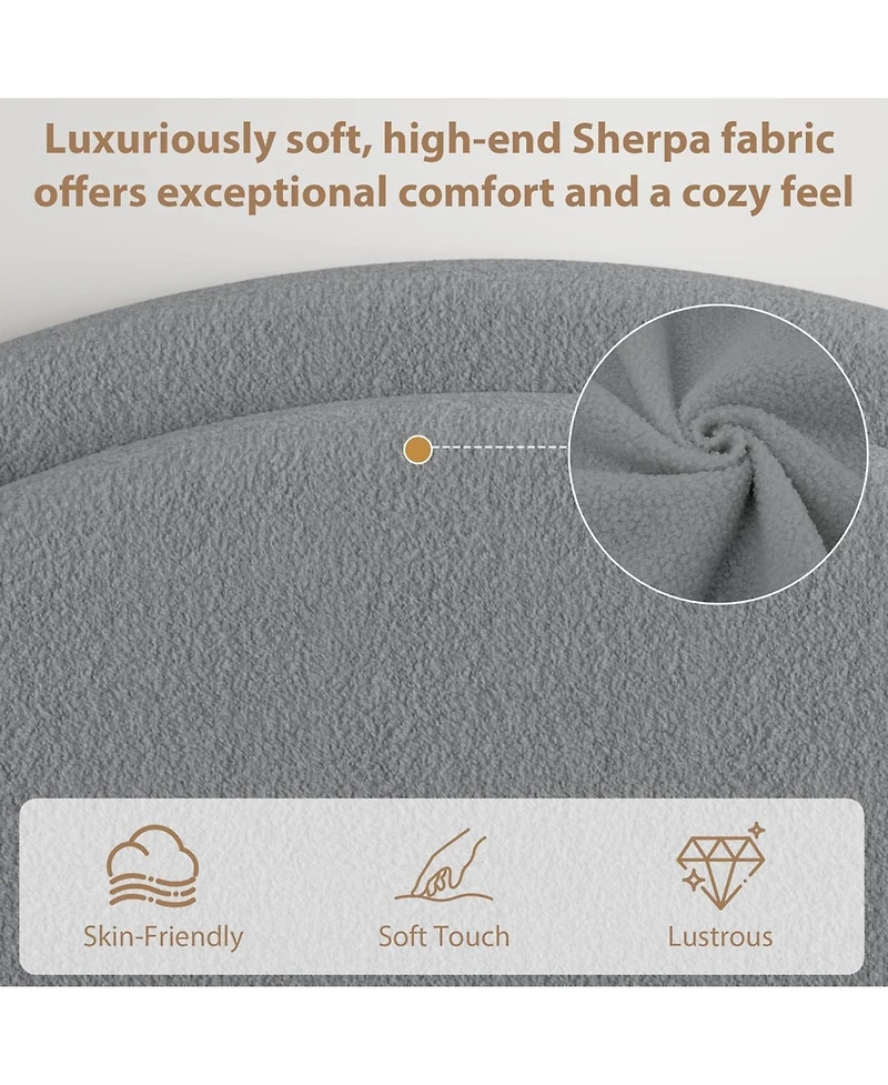 gaomon Size Boucle Bed Frame with 2 Storage Drawers,Soft Upholstered Platform Bed Frame with Round Headboard,Heavy Duty,Wooden Slats,Noise