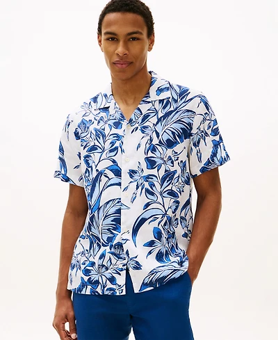 Tommy Hilfiger Men's Linen All-Over Floral Short-Sleeve Print Shirt